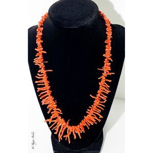Vintage Graduated Red Branch Coral Necklace